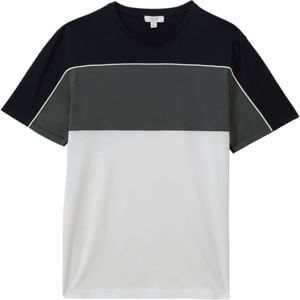 REISS WOODS Mercerised Cotton Colourblock Crew Neck T Shirt